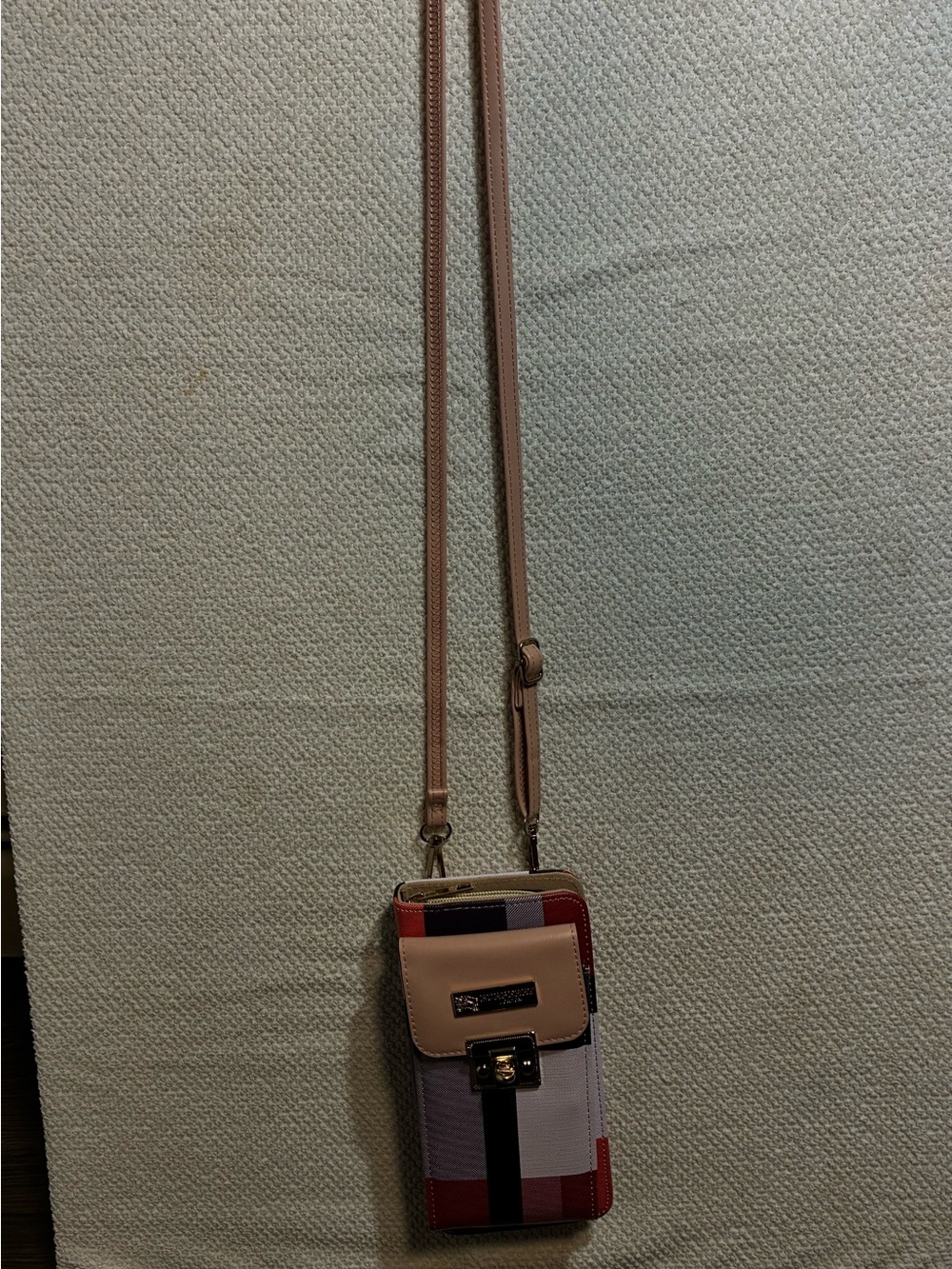 Striped Multicolor Crossbody Phone Wallet in Pink, Red & Purple